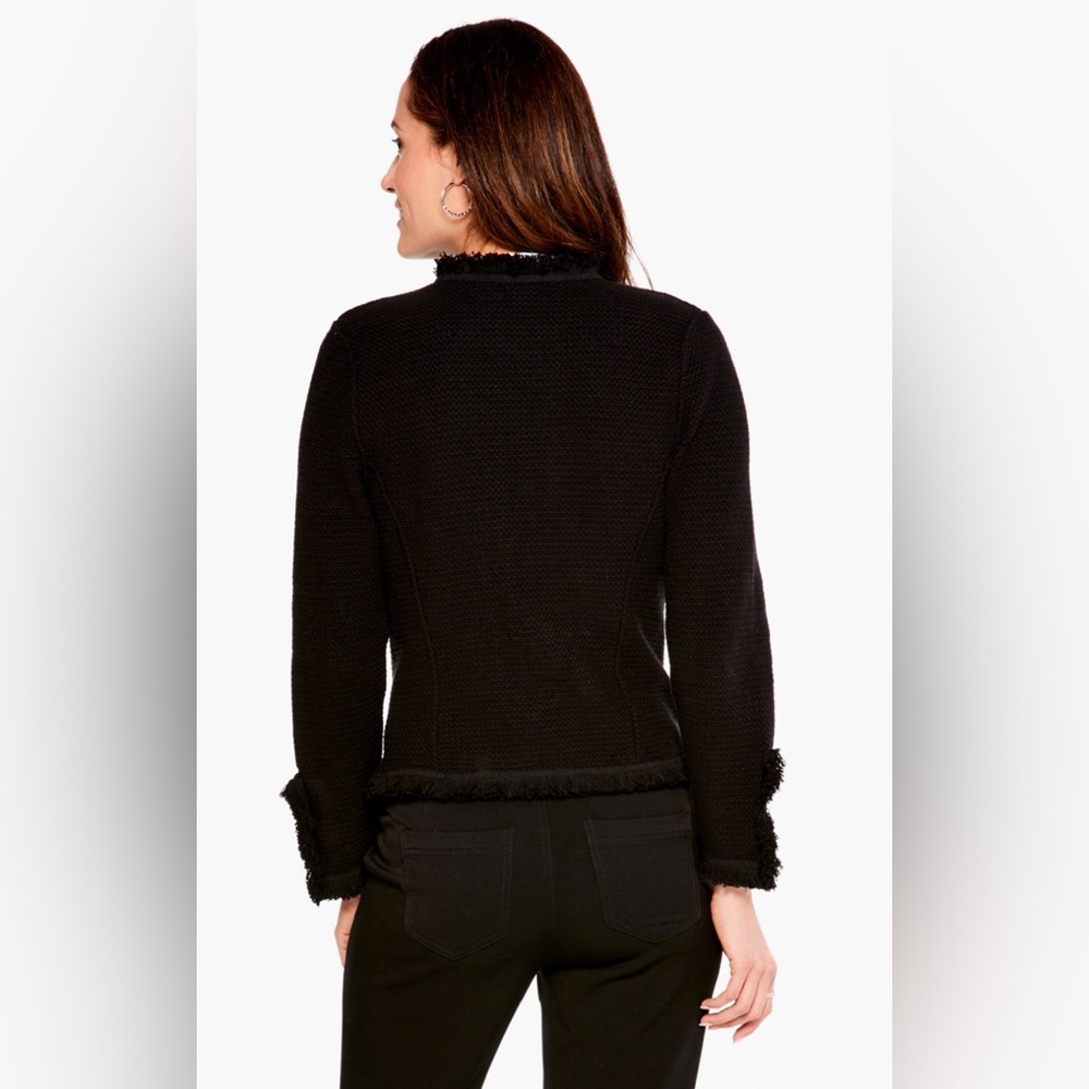 NIC + ZOE Black FRINGE MIX KNIT JACKET Size Large NWT - Picture 8 of 16